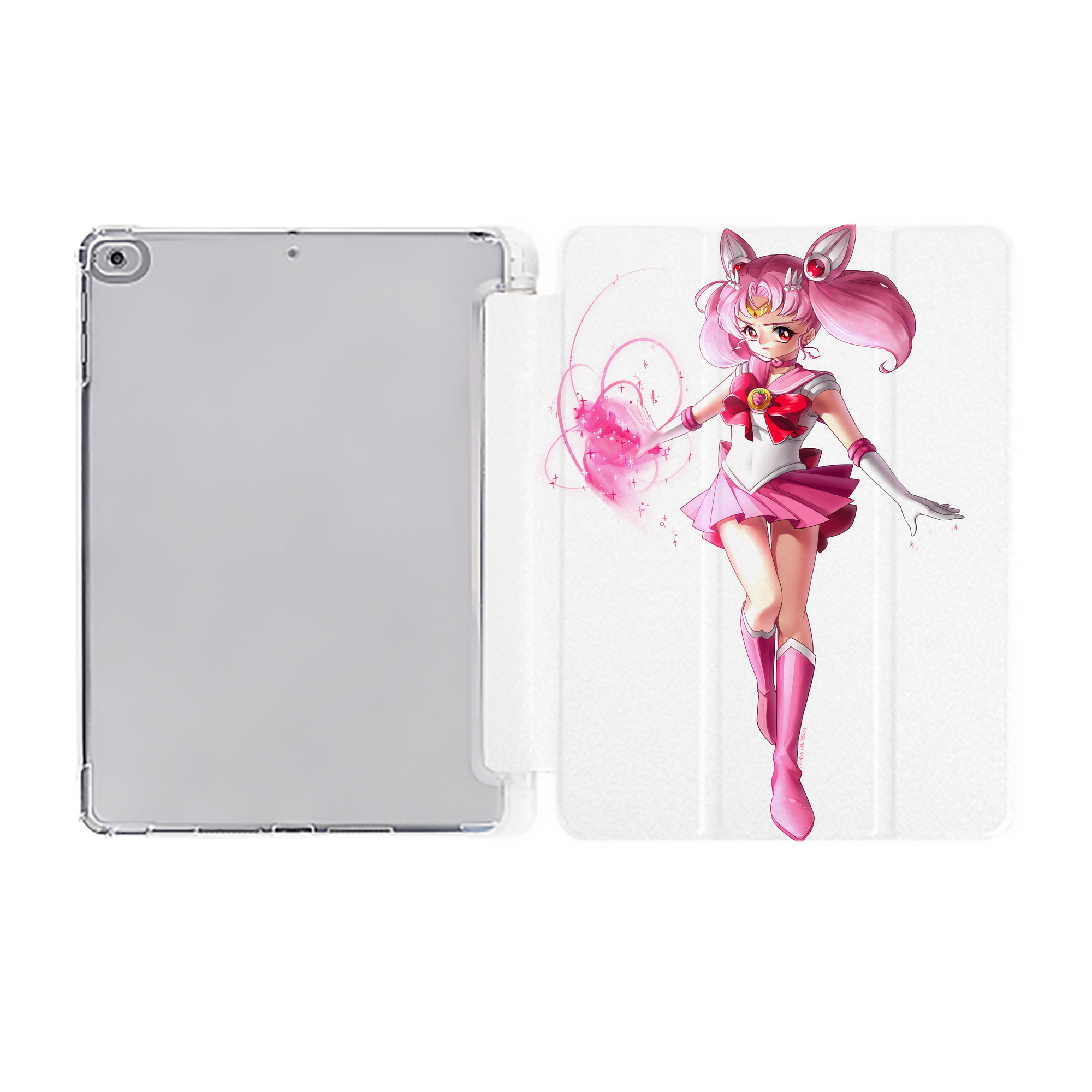 （画像用） 美少女戦士セーラームーン ちびうさ Sailor Moon Chibiusa Tsukino Usagi Small Lady Serenity IPad ケース ペン収納付き 三つ折りスタンド PUレザー×シリコン 対応機種9.5/10.5/10.9インチ